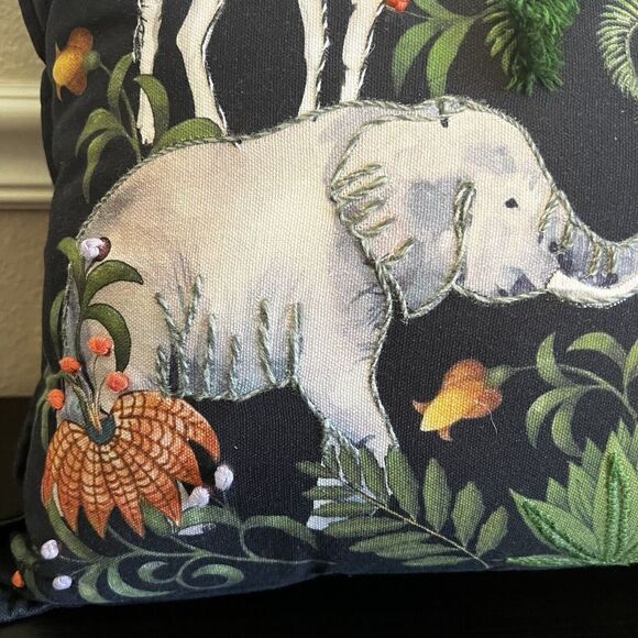 Secret Celebrity Savanna Animals Embroidered Decorative Throw Pillow Tropical - Picture 5 of 11